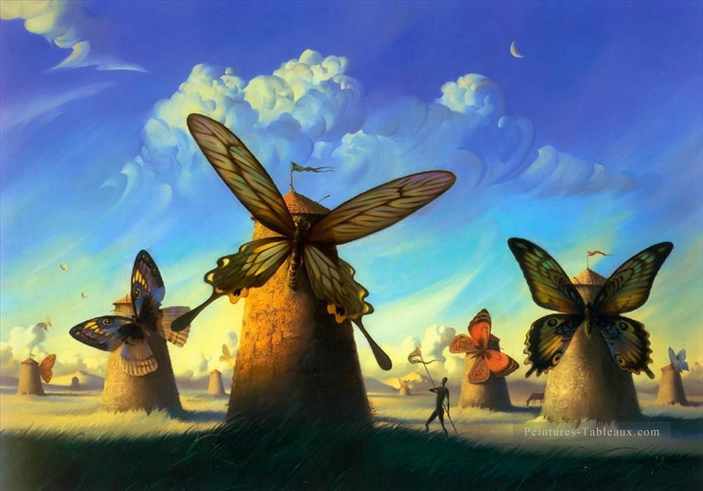 moderne contemporain 23 moulin à vent papillon de surréalisme Peintures à l'huile
